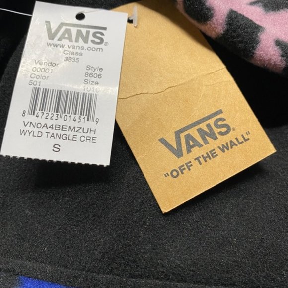 VANS Wyld Tangle Crew Sweatshirt Pullover Patchwork Leopard Size VN0A4BEMZUH - Picture 3 of 3